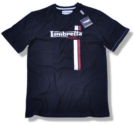 Lambretta Distress Twin Stripe T Shirt Black Preview